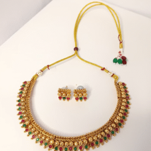 Kundhavai antique temple jewellery set | Necklace + Earrings