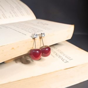 Charming Red Cherry and Sparkling Crystal Earrings