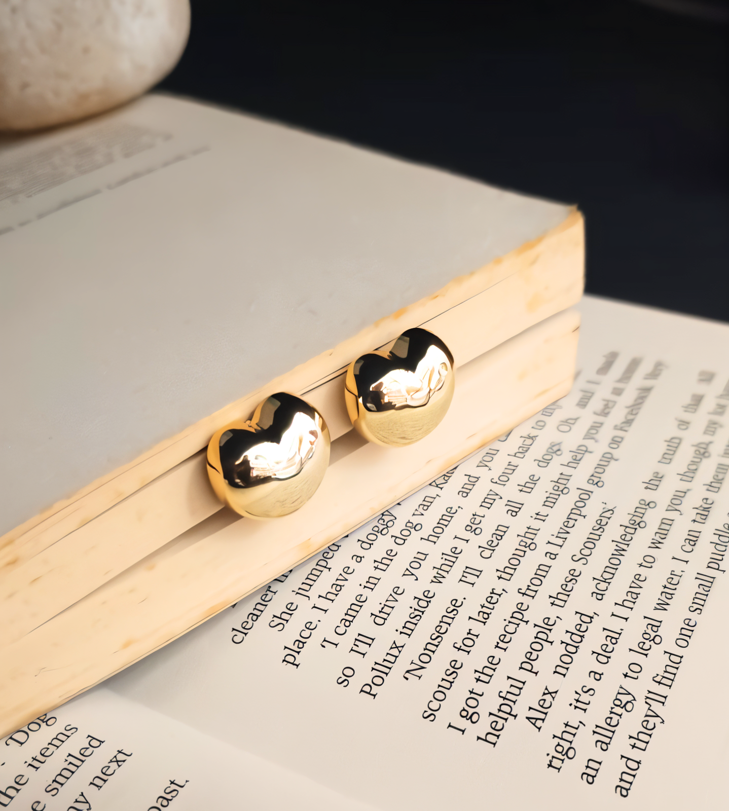 Shiny Gold Heart Dangle Earrings for Women