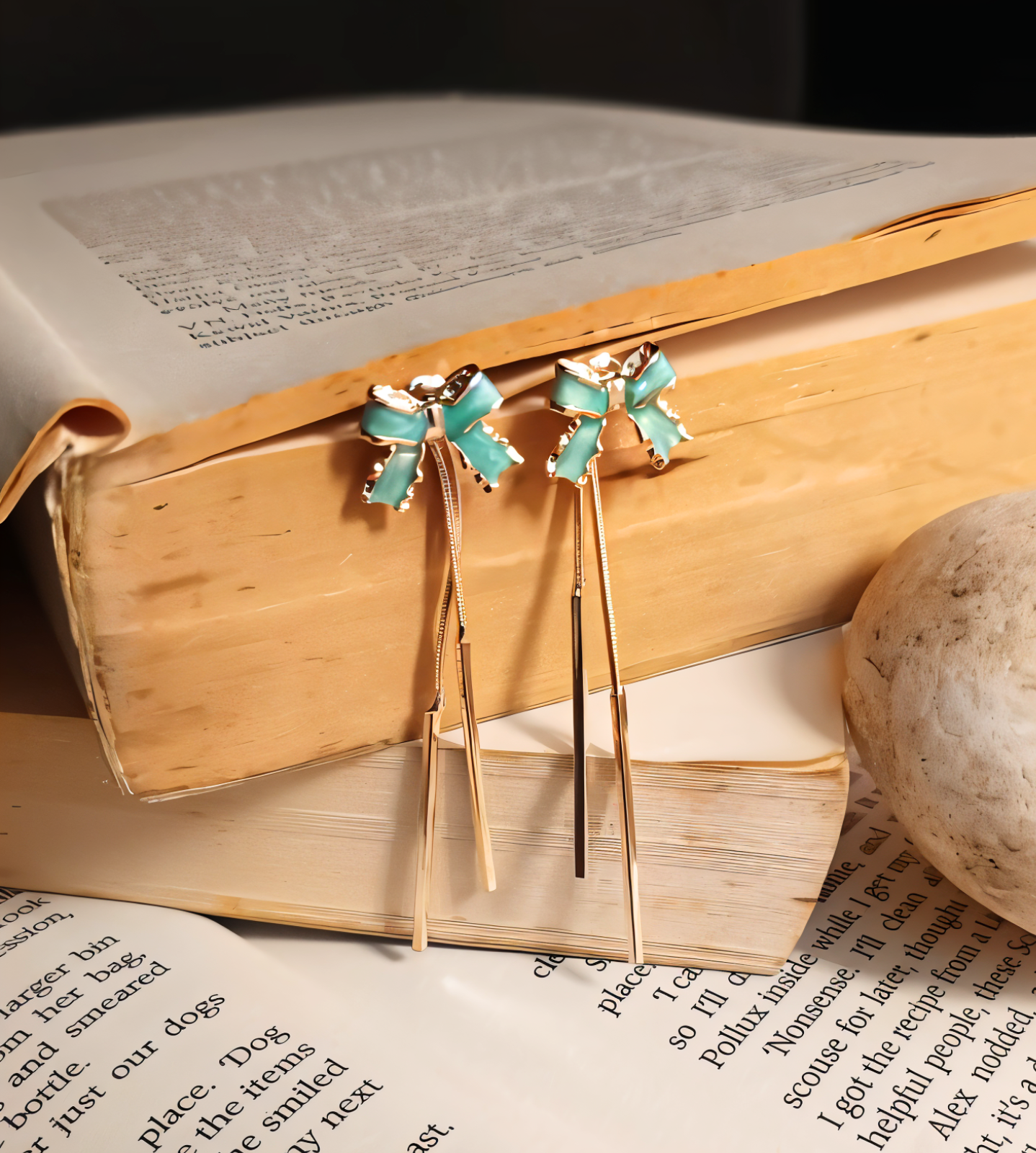 Elegant Ribbon Bow Gold-Tipped Pen Earrings | Green, Pink, Purple, Black, White, Peach - Image 6