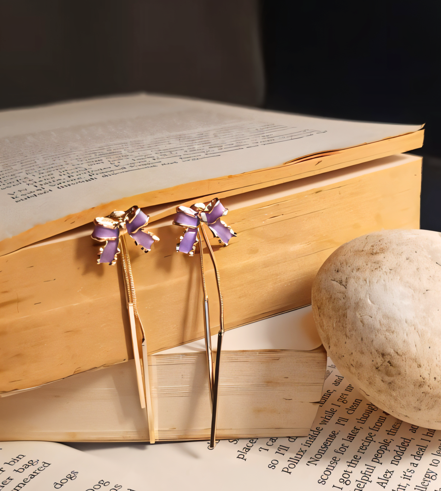 Elegant Ribbon Bow Gold-Tipped Pen Earrings | Green, Pink, Purple, Black, White, Peach - Image 4