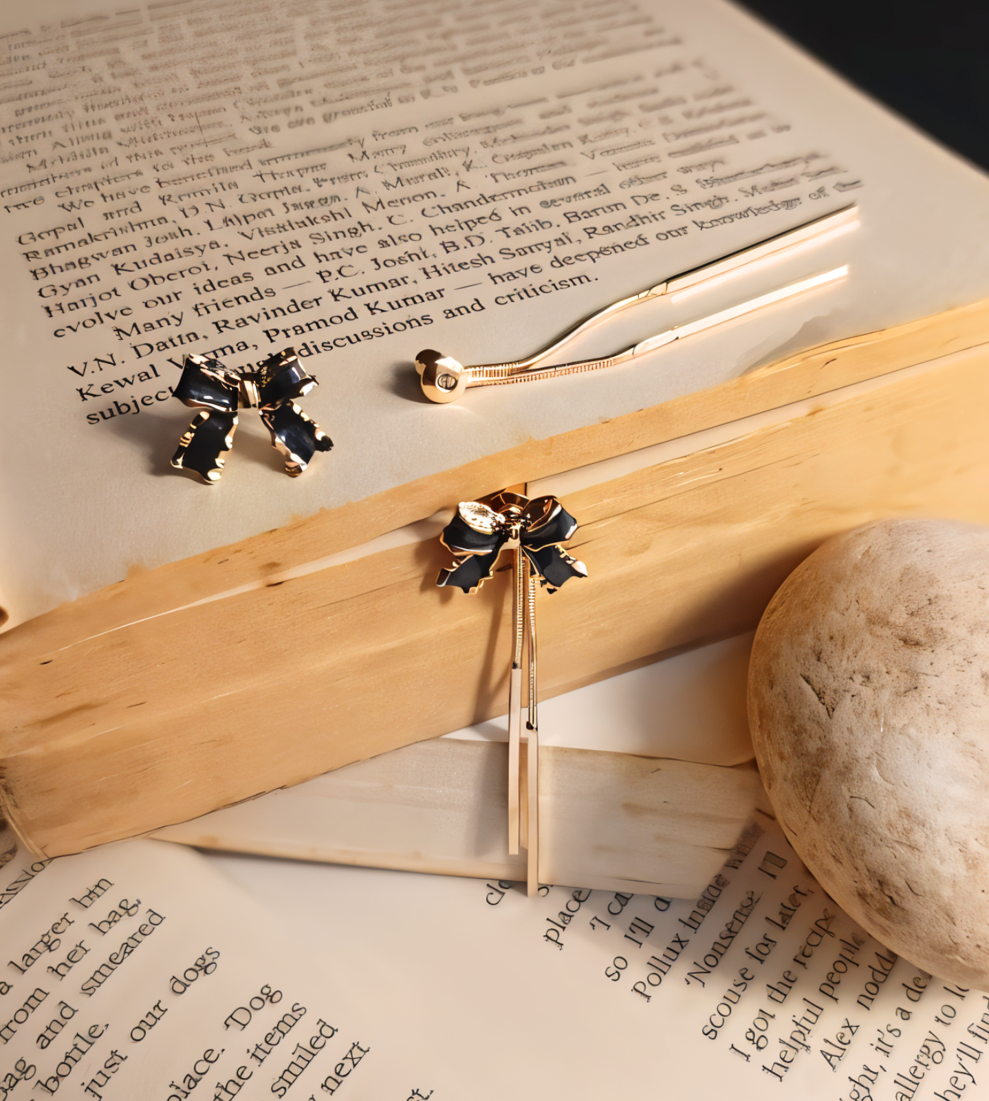 Elegant Ribbon Bow Gold-Tipped Pen Earrings | Green, Pink, Purple, Black, White, Peach - Image 2