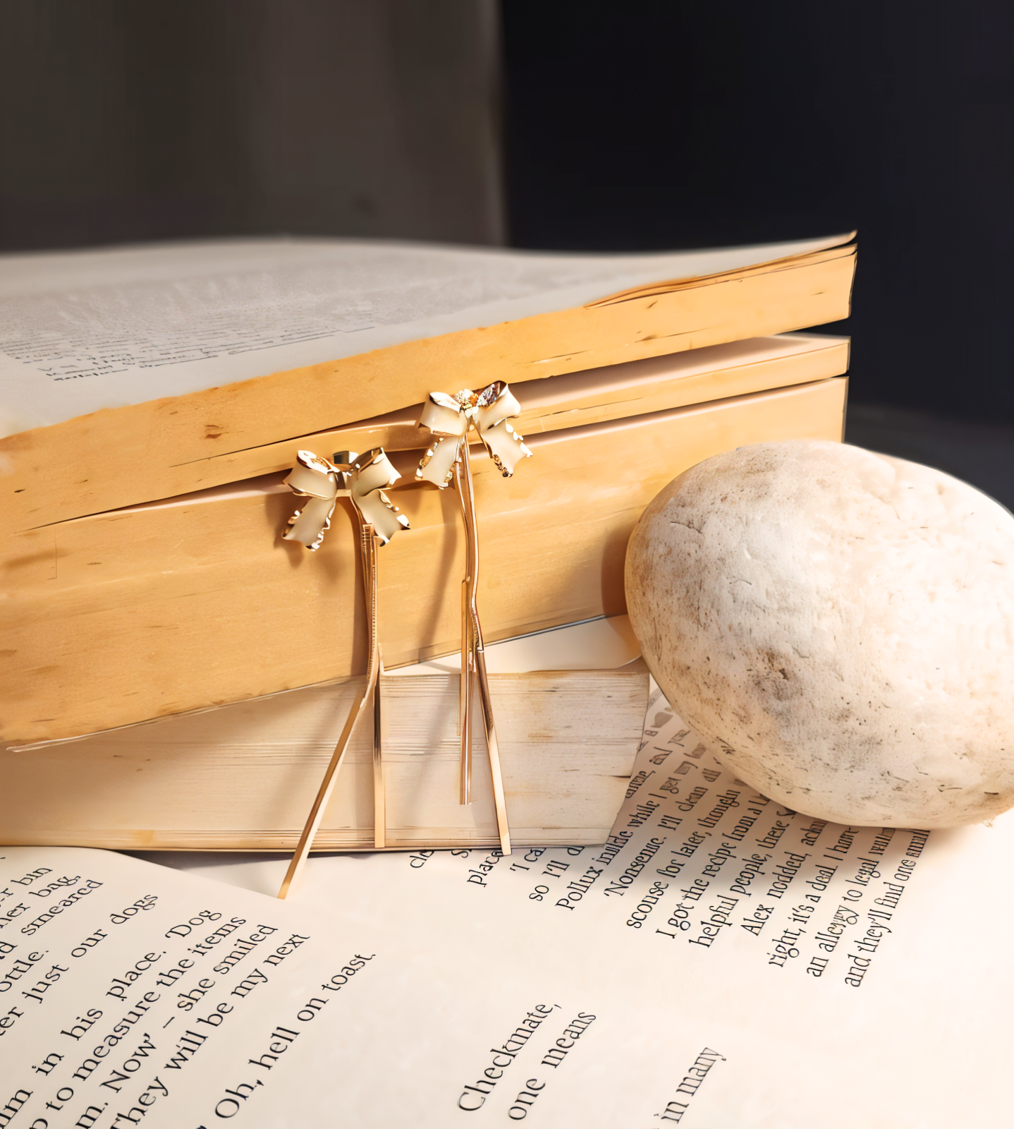 Elegant Ribbon Bow Gold-Tipped Pen Earrings | Green, Pink, Purple, Black, White, Peach - Image 3