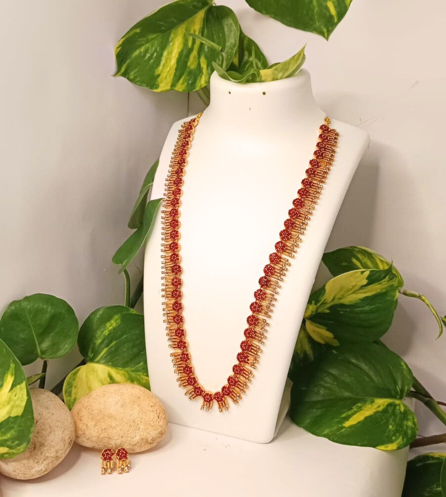 Apsara Haram temple jewellery set | Necklace + earrings