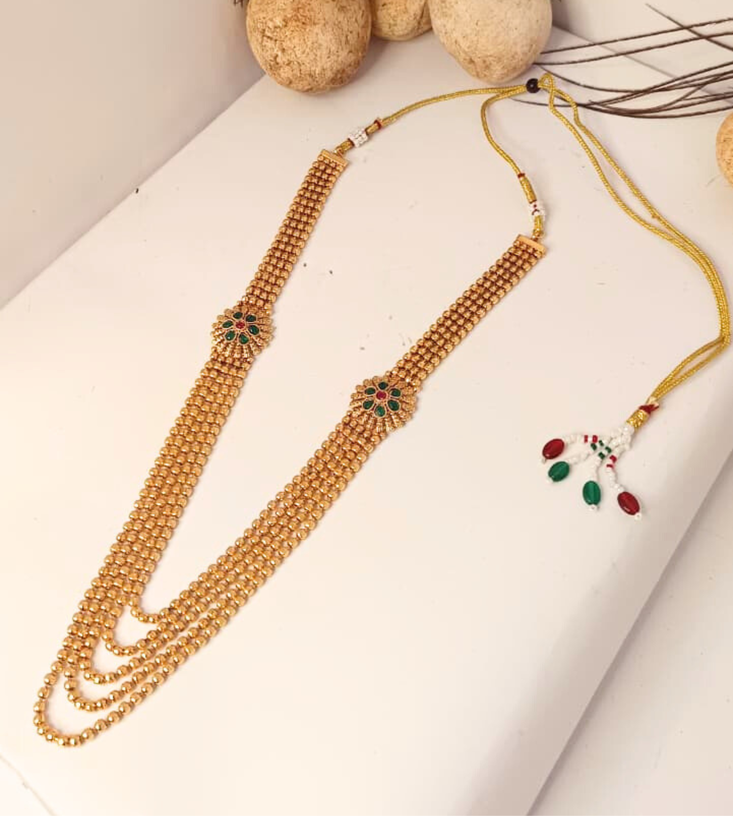 Manimegalai antique temple jewellery | Necklace + earrings - Image 2