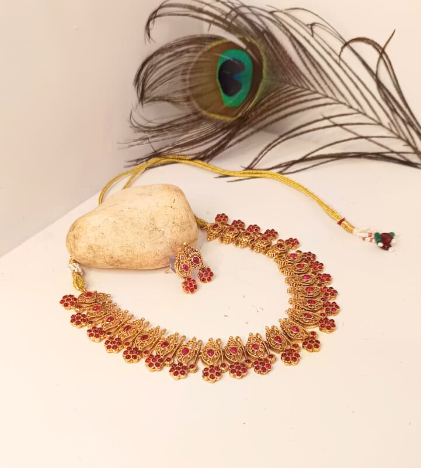 Mandhaarai antique temple jewellery | Necklace + jewellery - Image 4
