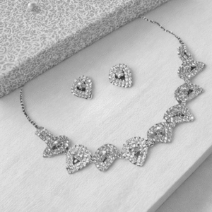 American Diamond Necklace | Silver | Leaf version
