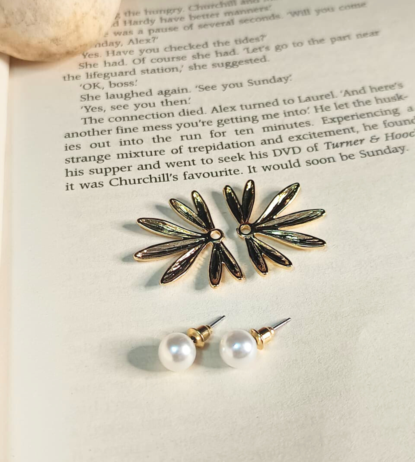 Daisy Pearl Stud Earrings | 2 in 1 Earring (Pearl only & Pearl+daisy) | Gold, Silver, Copper - Image 4