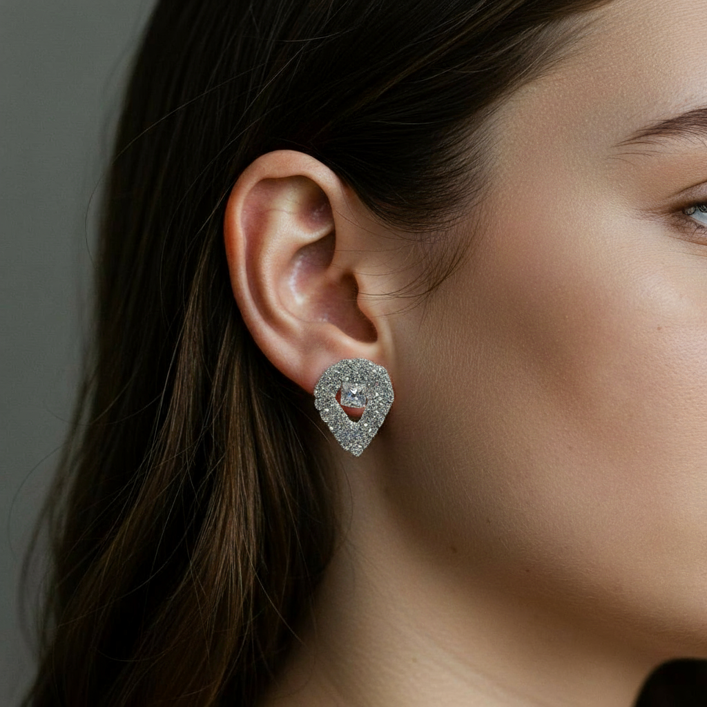 American Diamond Necklace | Silver | Leaf version - Image 4