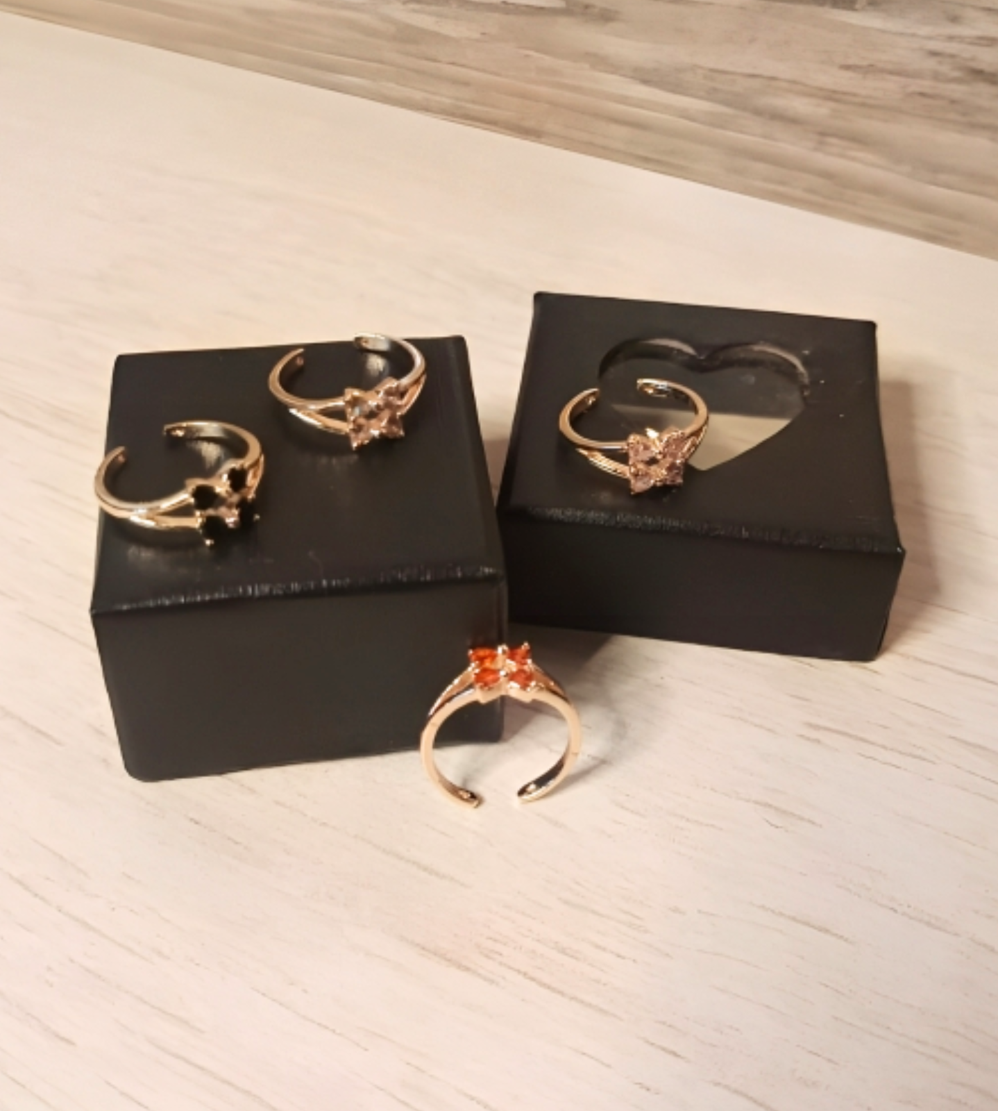 Unique Four Heart Rose Gold Statement Rings - Image 2