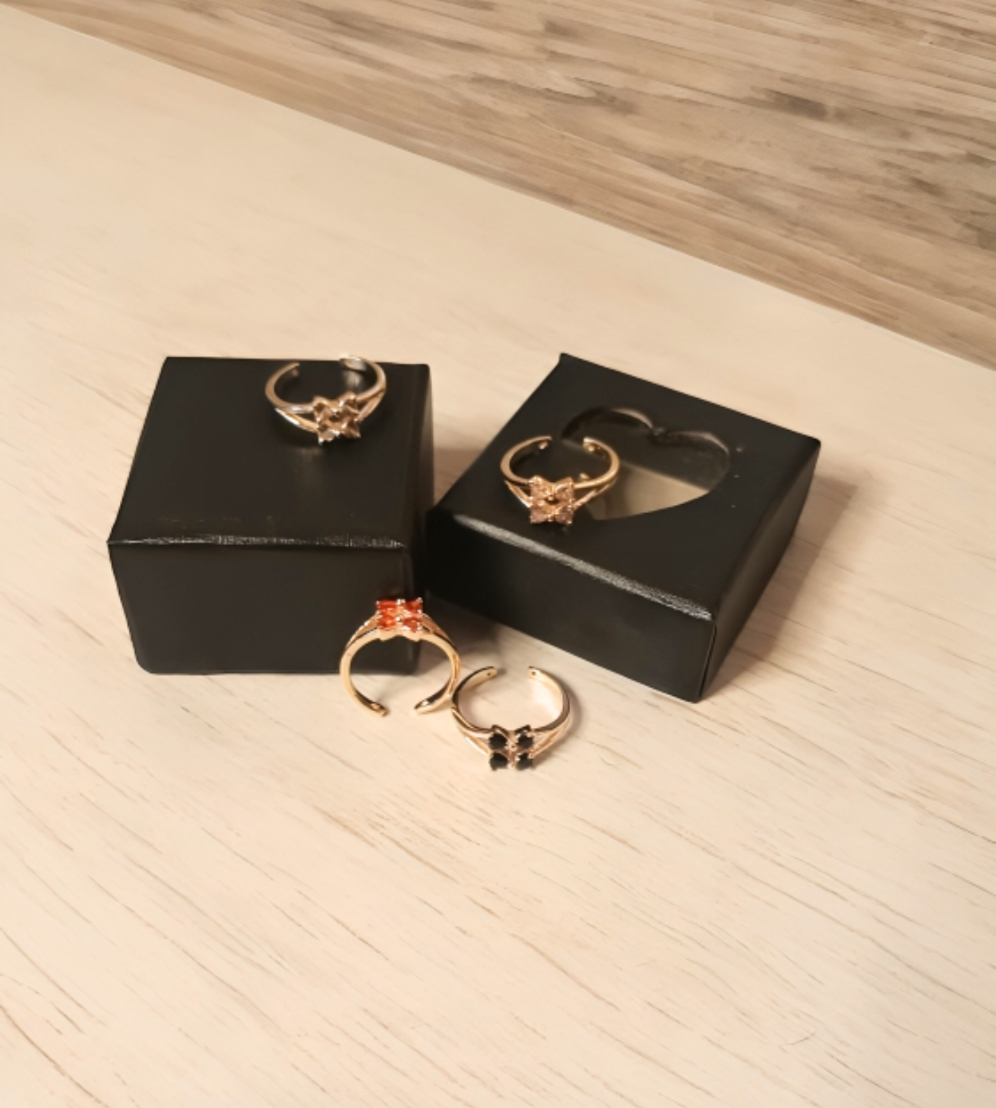 Unique Four Heart Rose Gold Statement Rings