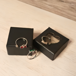 Adjustable Minimal Crystal Bow Christmas Statement Rings