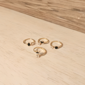 Minimalist Rose Gold Adjustable Crystal Accent Ring