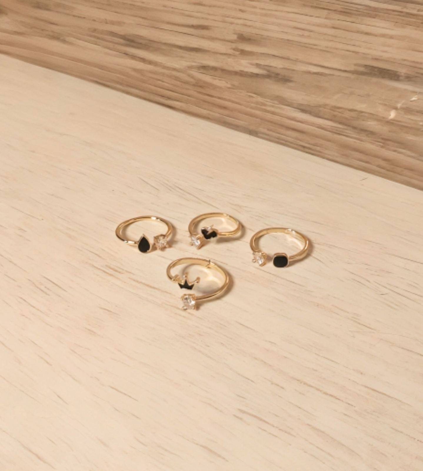 Minimalist Rose Gold Adjustable Crystal Accent Ring